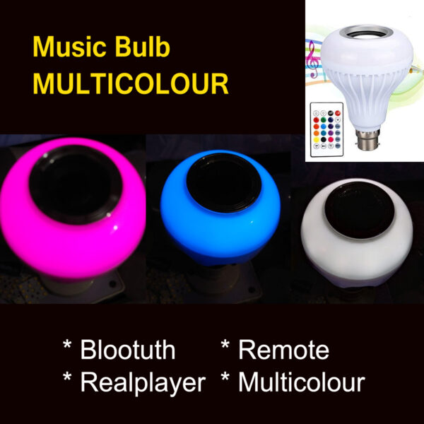 Bluetooth Music Bulb (Pack of 1 pc) Wireless Light LED Bulb Speaker, Rgb Smart Music Bulb With Remote - Image 2