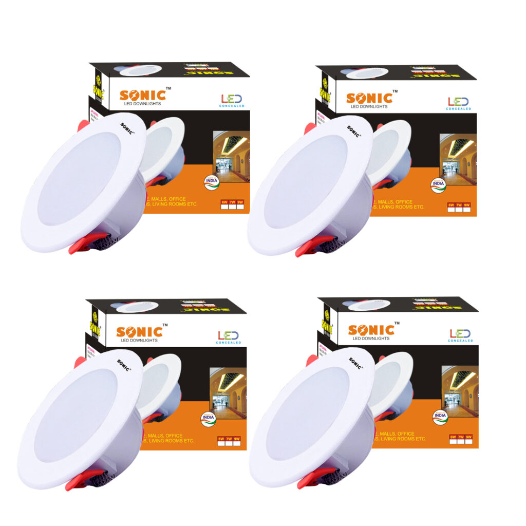 Sonic 9 Watt Ceiling/Concealed/Downlight Led Light | Pack of 4 Pcs | Cool White