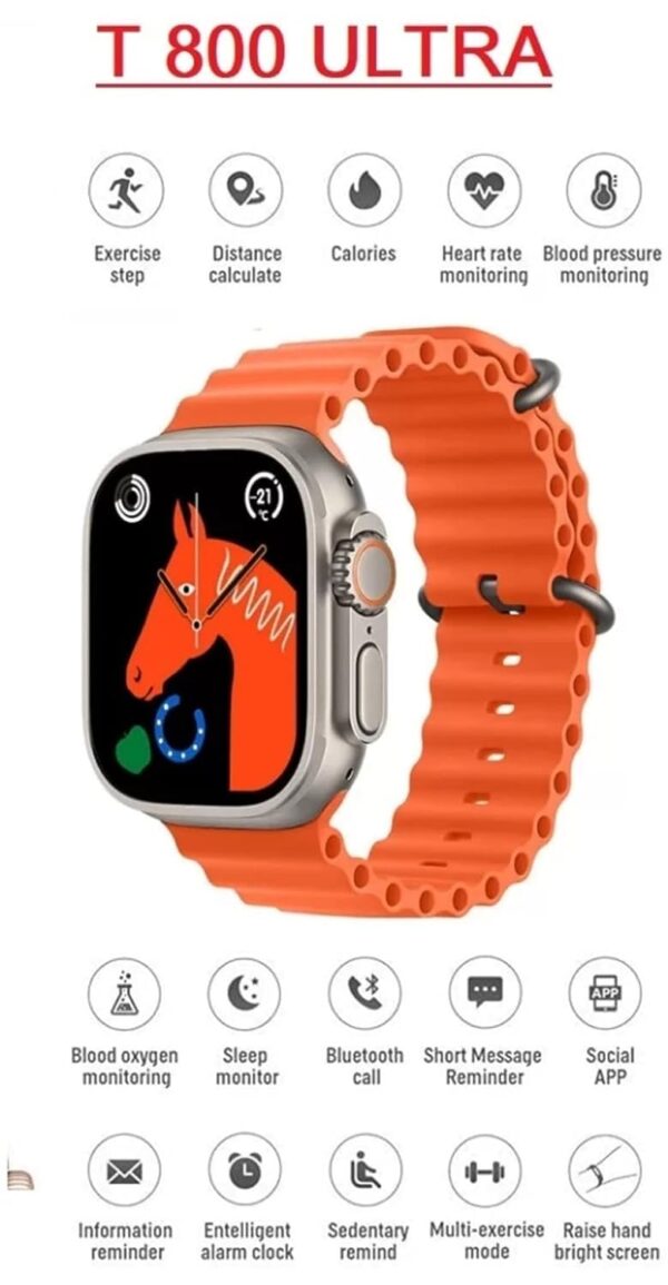 T-800 Ultra Series Biggest Display Smart Watch (Pack of 1) Bluetooth Calling, Voice Assistant &123 Sports Modes, 8 Unique UI Interactions, SpO2, 24/7 Heart Rate Tracking - Image 4
