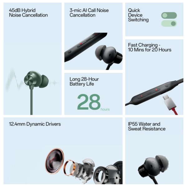 BLUETOOTH Neckband earphones (Pack of 2) Truly wireless in Ear 24Hrs Backup Time Clear Calling Low Latency Fast Charging ear buds Super Bass Sound Bluetooth 5.0 Quad Mic - Image 2