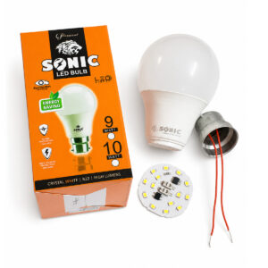 9 Watt Gama DOB Base LED Bulb Raw Material | Cool White | Pack of 50 Pcs | with Sonic Brand Box