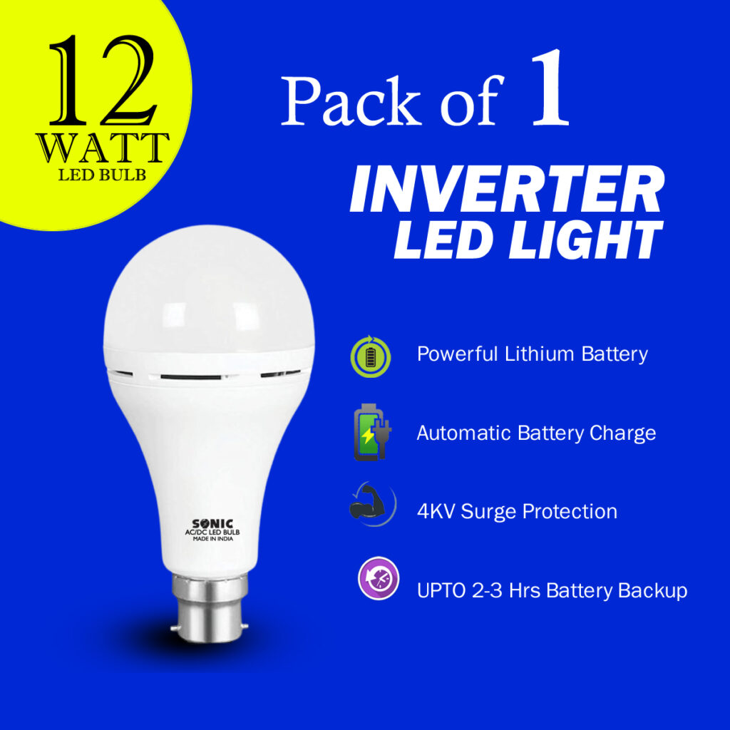 12 watt Emergency LED Bulb | pack of 1 | Rechargeable LED Light | 6500K Cool White | 3-4 hrs Battery Backup | Up to 4KV Surge Protection