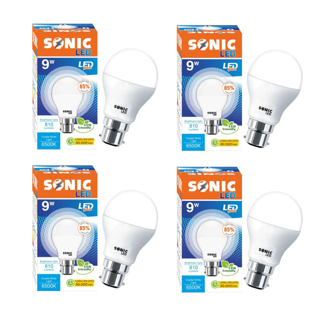 Sonic 9 Watt Led Bulb | Cool White | Pack of 4 Pcs | Long Life