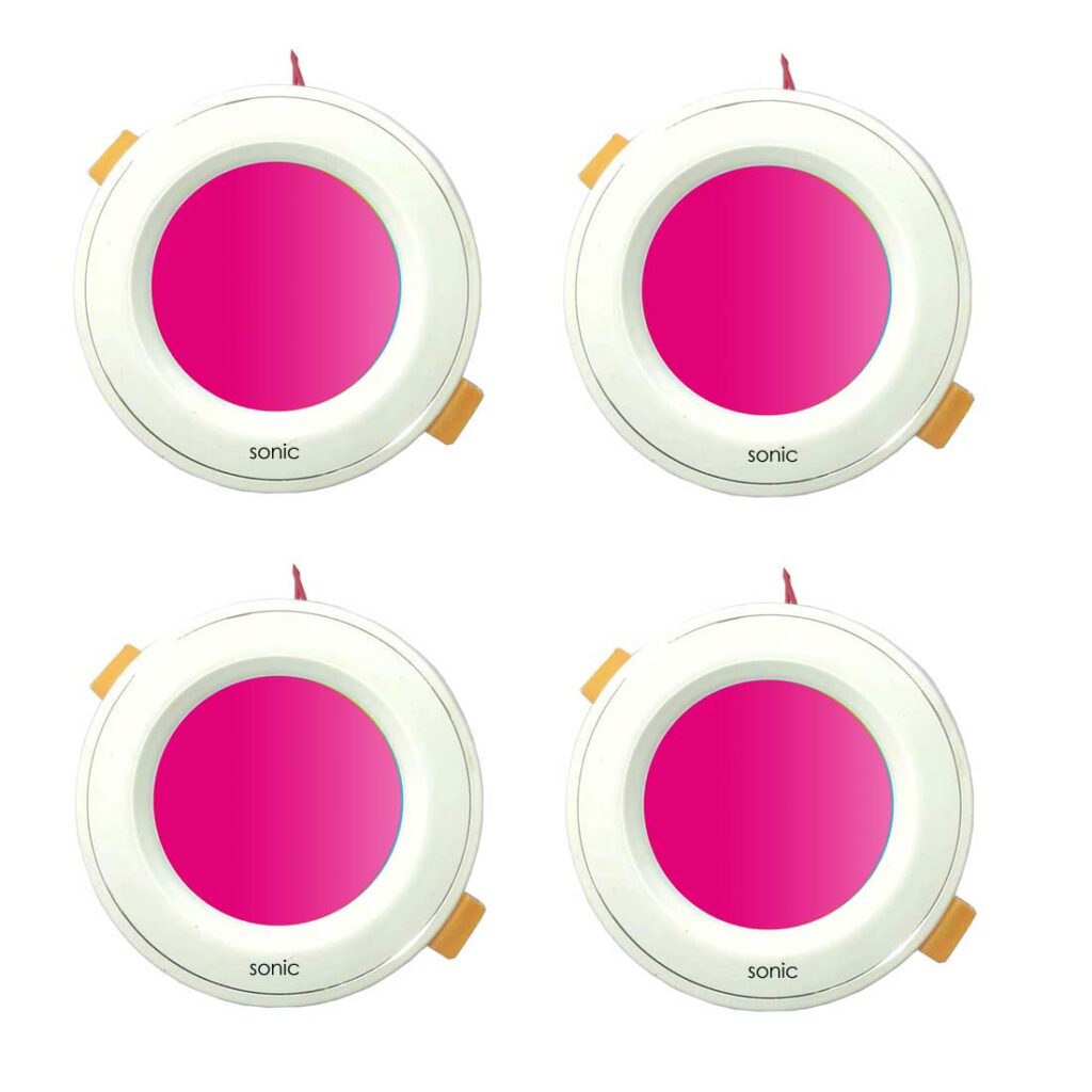 Sonic 9 Watt Pink Colour  Ceiling Light | Pack of 4 Pcs | Colour