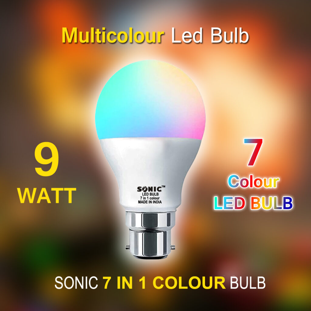Sonic 9 Watt 7 IN 1 Multi-Colour Led Bulb - Pack of 20 Pcs |