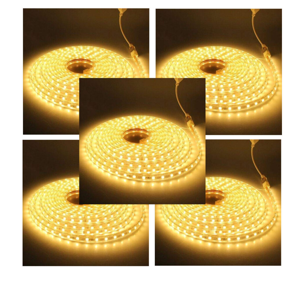 Strip Light 5 MTR | 120 LED | Warm Colour (Pack of 5) With Adaptor Best for Outdoor & Indoor Decoration Profile False Ceiling